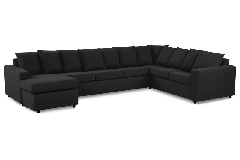 Crazy 7-seters Venstrevendt U-formet XX-Large Hjørnesofa med Divan i Stoff - Antrasitt - Møbler - Sofaer - Hjørnesofa - Hjørnesofa med divan