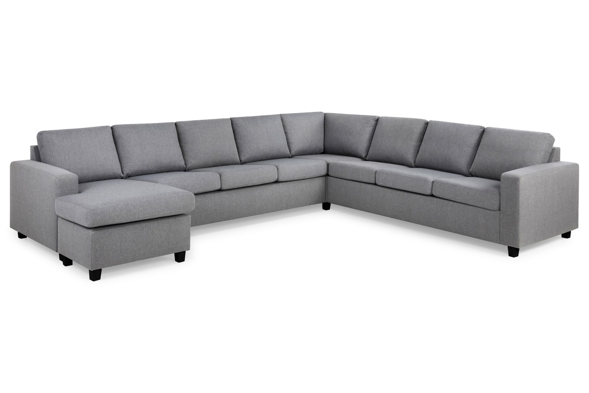 Crazy 7-seters Venstrevendt U-formet XX-Large Hjørnesofa med Divan i Stoff - Grå - Møbler - Sofaer - Hjørnesofa - Hjørnesofa med divan