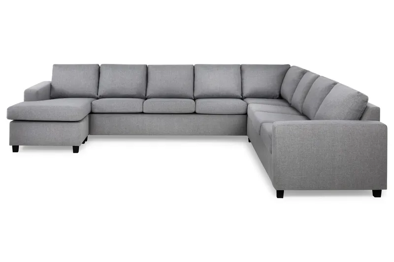 Crazy 7-seters Venstrevendt U-formet XX-Large Hjørnesofa med Divan i Stoff - Grå - Møbler - Sofaer - Hjørnesofa - Hjørnesofa med divan