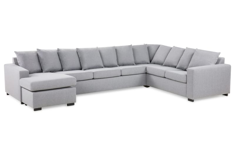 Crazy 7-seters Venstrevendt U-formet XX-Large Hjørnesofa med Divan i Stoff - Grå - Møbler - Sofaer - Hjørnesofa - Hjørnesofa med divan