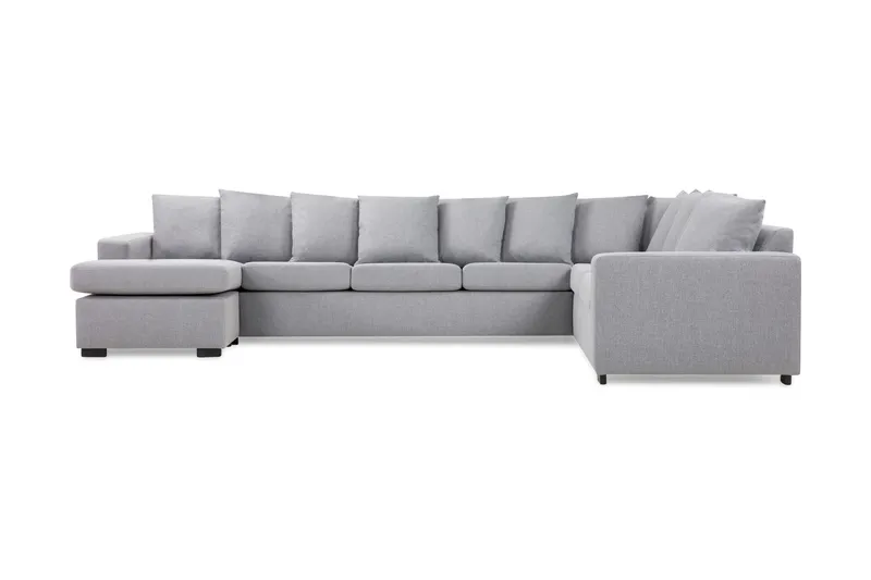 Crazy 7-seters Venstrevendt U-formet XX-Large Hjørnesofa med Divan i Stoff - Grå - Møbler - Sofaer - Hjørnesofa - Hjørnesofa med divan