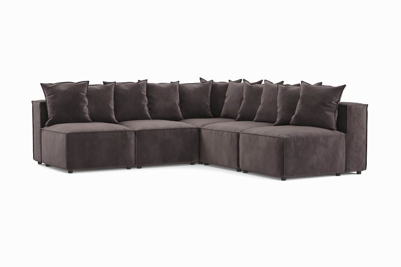 Cubo 5-seters L-formet Dyp Modulhjørnesofa i Fløyel, Mørk grå