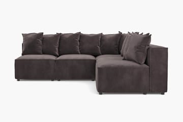 Cubo 5-seters L-formet Dyp Modulhjørnesofa i Fløyel - Mørk grå - Møbler - Sofaer - Fløyel sofaer