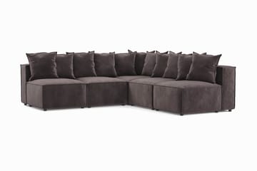 Cubo 5-seters L-formet Dyp Modulhjørnesofa i Fløyel - Mørk grå - Møbler - Sofaer - Fløyel sofaer