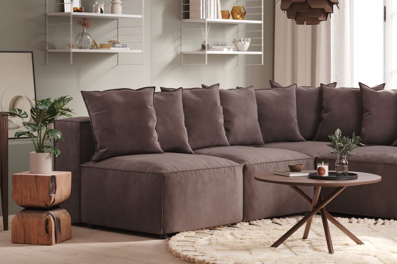 Cubo 5-seters L-formet Dyp Modulhjørnesofa i Fløyel - Mørk grå - Møbler - Sofaer - Hjørnesofa