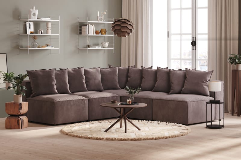 Cubo 5-seters L-formet Dyp Modulhjørnesofa i Fløyel - Mørk grå - Møbler - Sofaer - Hjørnesofa