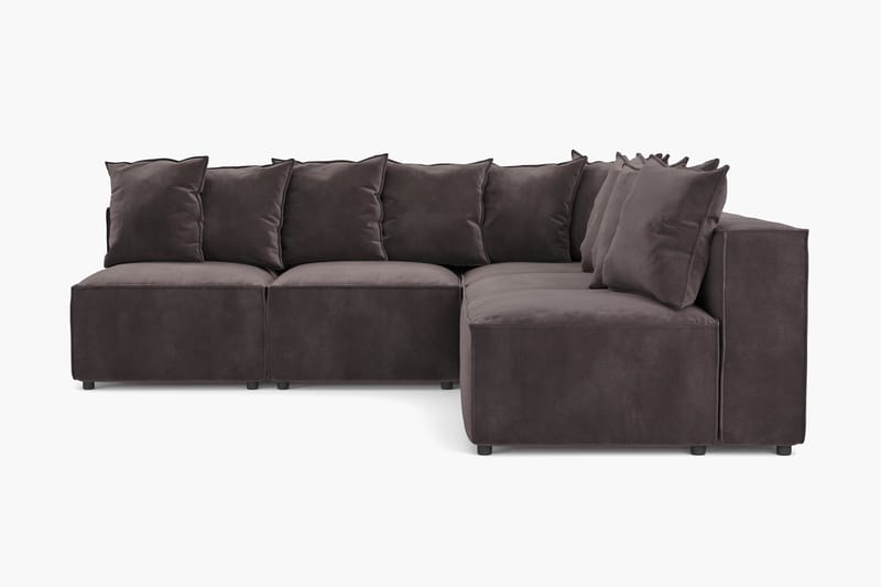 Cubo 5-seters L-formet Dyp Modulhjørnesofa i Fløyel - Mørk grå - Møbler - Sofaer - Hjørnesofa