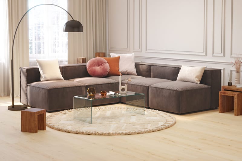 Cubo 5-seters L-formet Dyp Modulhjørnesofa i Fløyel - Mørk grå - Møbler - Sofaer - Hjørnesofa