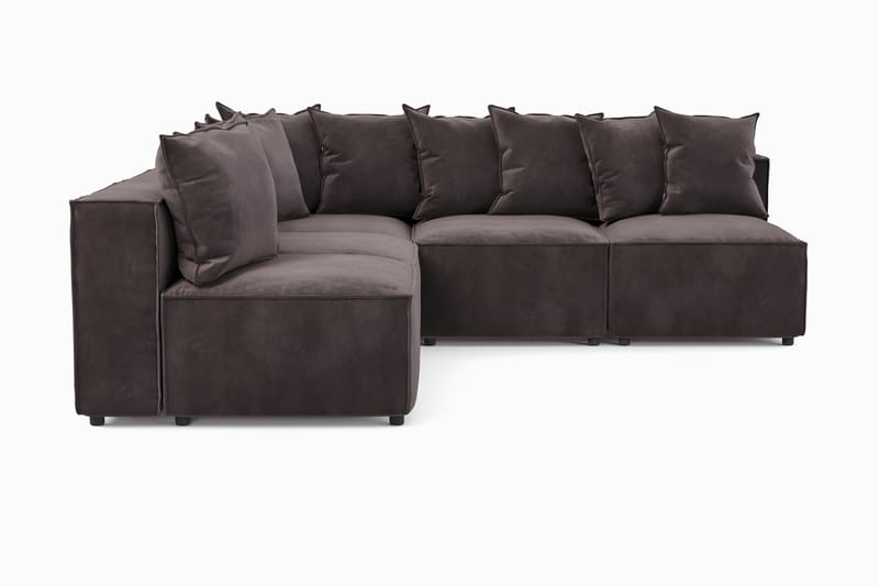 Cubo 5-seters L-formet Dyp Modulhjørnesofa i Fløyel - Mørk grå - Møbler - Sofaer - Hjørnesofa