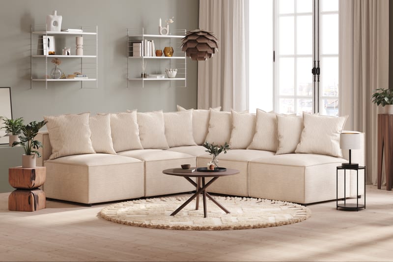 Cubo 5-seters L-formet Dyp Modulhjørnesofa i Manchester - Beige - Møbler - Sofaer - Hjørnesofa
