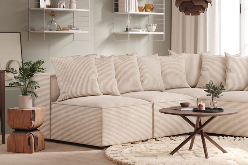 Cubo 5-seters L-formet Dyp Modulhjørnesofa i Manchester - Beige - Møbler - Sofaer - Hjørnesofa