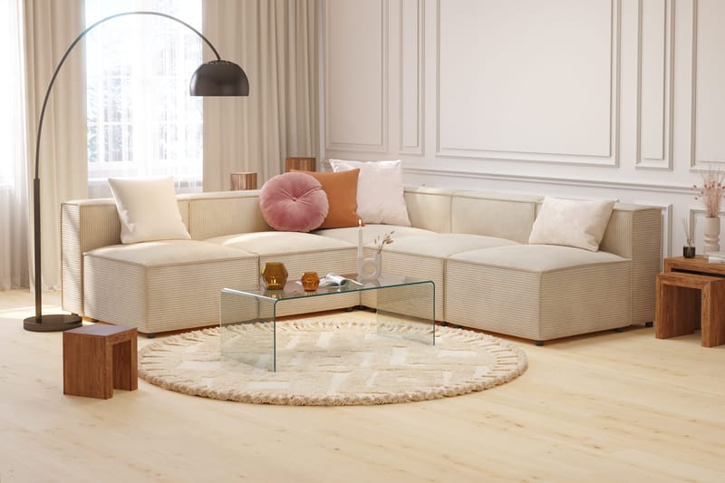 Cubo 5-seters L-formet Dyp Modulhjørnesofa i Manchester - Beige - Møbler - Sofaer - Hjørnesofa