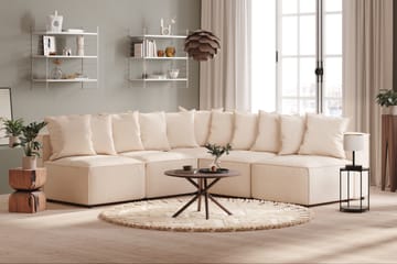 Cubo 5-seters L-formet Dyp Modulhjørnesofa i Stoff - Beige - Møbler - Sofaer - Hjørnesofa