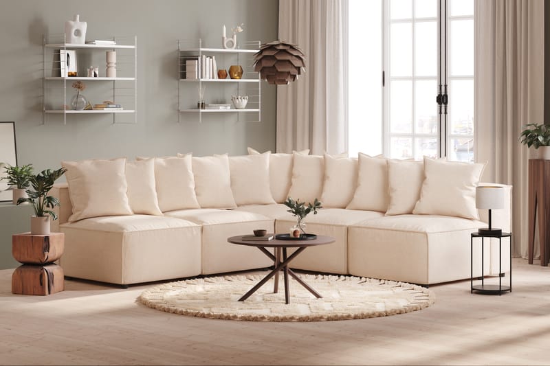 Cubo 5-seters L-formet Dyp Modulhjørnesofa i Stoff - Beige - Møbler - Sofaer - Hjørnesofa