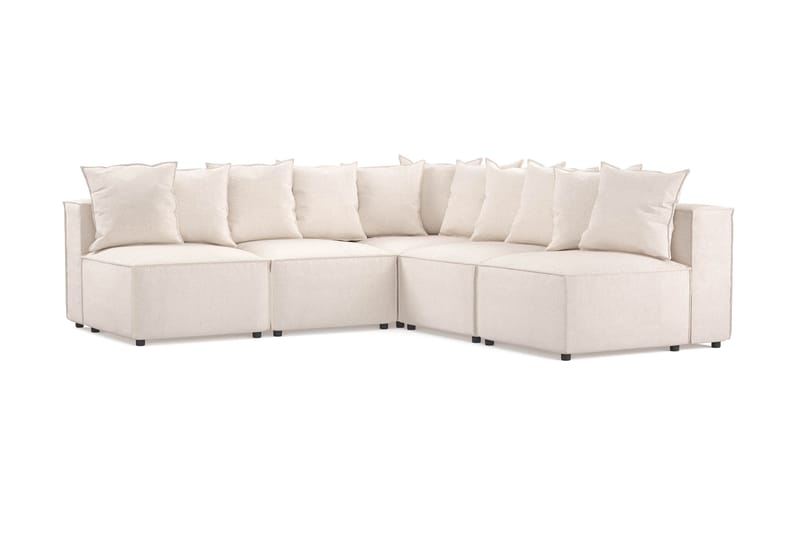 Cubo 5-seters L-formet Dyp Modulhjørnesofa i Stoff - Beige - Møbler - Sofaer - Hjørnesofa