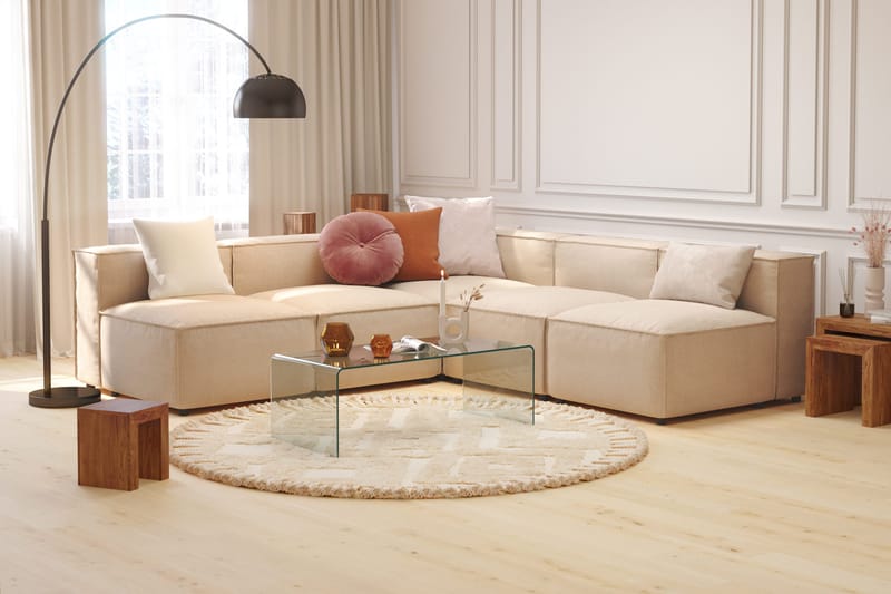 Cubo 5-seters L-formet Dyp Modulhjørnesofa i Stoff - Beige - Møbler - Sofaer - Hjørnesofa