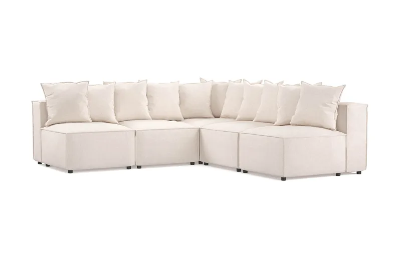 Cubo 5-seters L-formet Dyp Modulhjørnesofa i Stoff, Beige