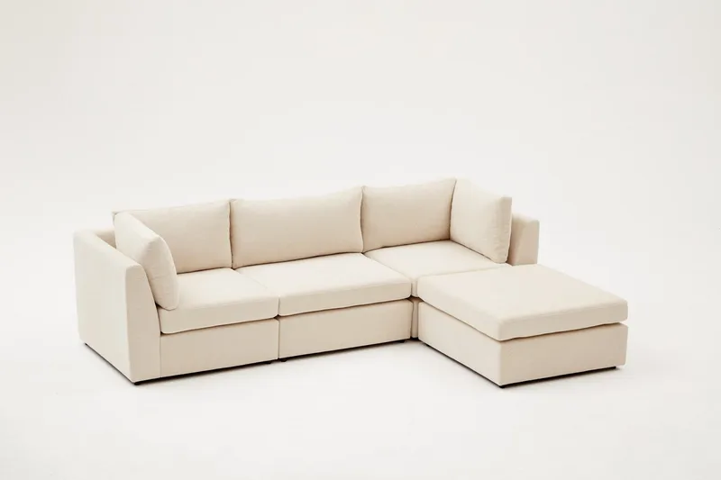 Deliones Hjørnesofa 3-seter - Beige - Møbler - Sofaer - Sofa med sjeselong - 4 seters sofa med divan
