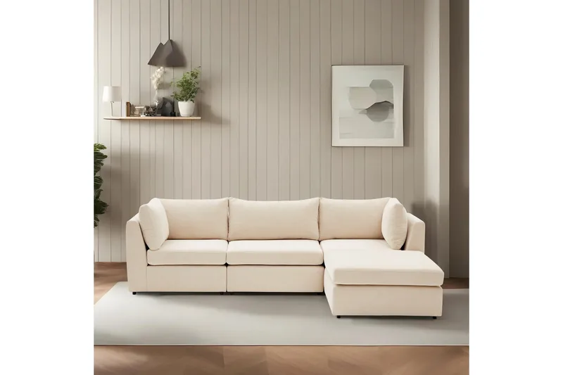 Deliones Hjørnesofa 3-seter - Beige - Møbler - Sofaer - Sofa med sjeselong - 4 seters sofa med divan