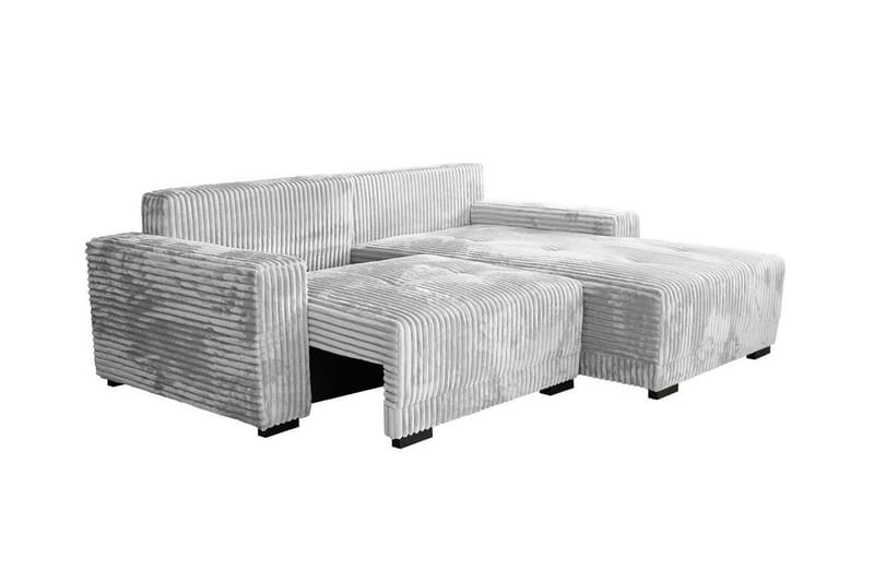 Denegal 3-seter Venstrevendt Sovesofa 130x190 cm med Oppbevaring i Fløyel - Grå - Møbler - Sofaer - Sovesofaer - Sovesofa divan
