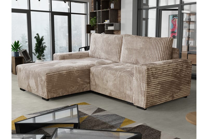 Denegal 3-seters Hjørnesofa - Beige - Hjørnesofa