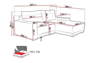 Denegal 3-seters Hjørnesofa - Møbler - Sofaer - Sovesofaer - Sovesofa divan