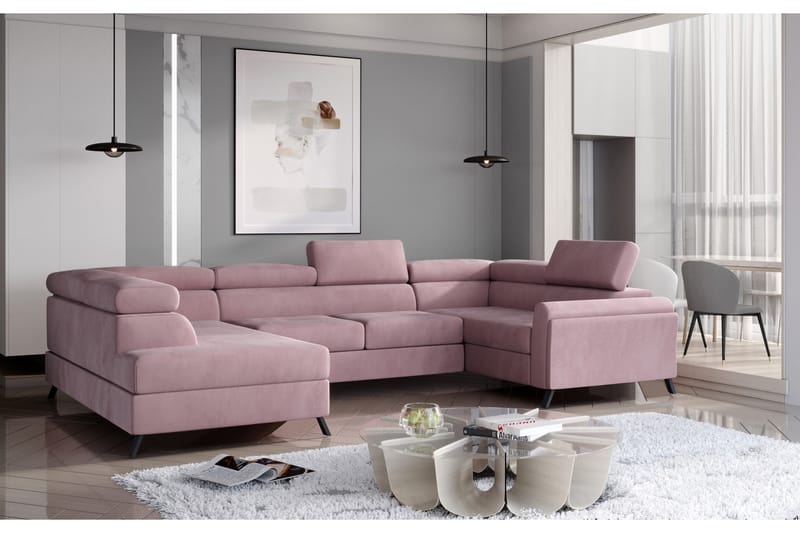 Escadia Hjørnesofa med Sjeselong Venstre - Rosa - Møbler - Sofaer - Hjørnesofa