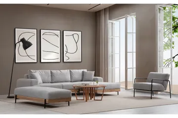 Eti Hjørnesofa 3-seter - Grå - Møbler - Sofaer - Sofa med sjeselong - 4 seters sofa med divan