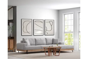 Eti Hjørnesofa 3-seter - Grå - Møbler - Sofaer - Sofa med sjeselong - 4 seters sofa med divan