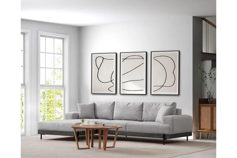 Eti Hjørnesofa 3-seter - Grå - Møbler - Sofaer - Sofa med sjeselong - 4 seters sofa med divan