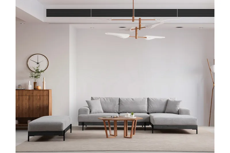 Eti Hjørnesofa 3-seter - Grå - Møbler - Sofaer - Sofa med sjeselong - 4 seters sofa med divan