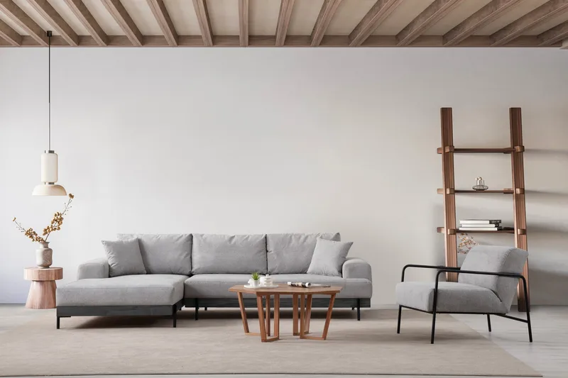 Eti Hjørnesofa 3-seter - Grå - Møbler - Sofaer - Sofa med sjeselong - 4 seters sofa med divan