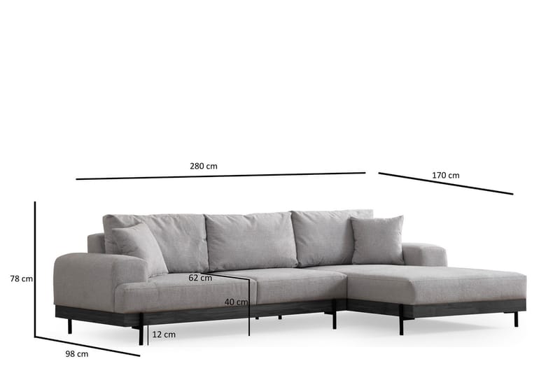 Eti Hjørnesofa 3-seter - Grå - Møbler - Sofaer - Hjørnesofa