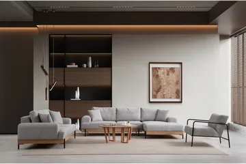 Eti Hjørnesofa 3-seter - Grå - Møbler - Sofaer - Sofa med sjeselong - 4 seters sofa med divan