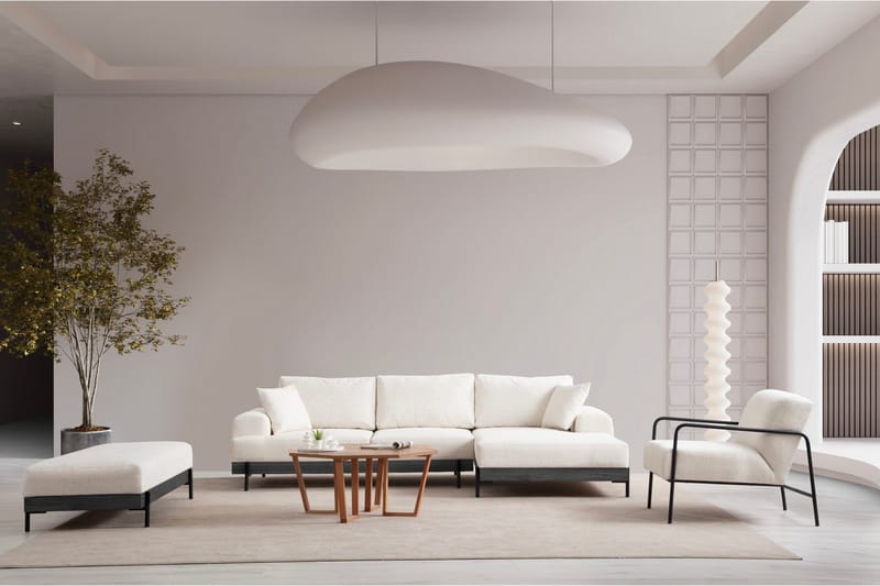 Eti Hjørnesofa 3-seter - Hvit - Møbler - Sofaer - Sofa med sjeselong - 4 seters sofa med divan