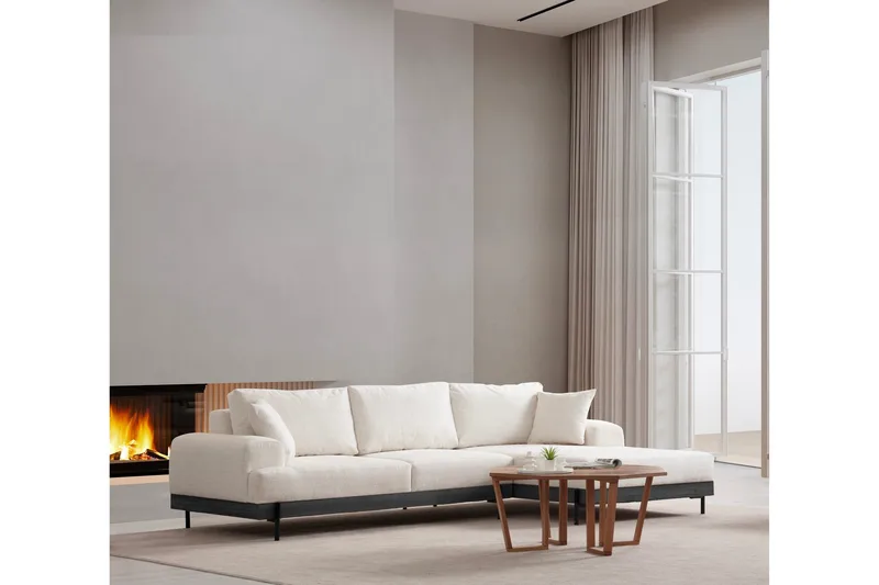 Eti Hjørnesofa 3-seter - Hvit - Møbler - Sofaer - Sofa med sjeselong - 4 seters sofa med divan