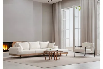 Eti Hjørnesofa 3-seter - Hvit - Møbler - Sofaer - Sofa med sjeselong - 4 seters sofa med divan