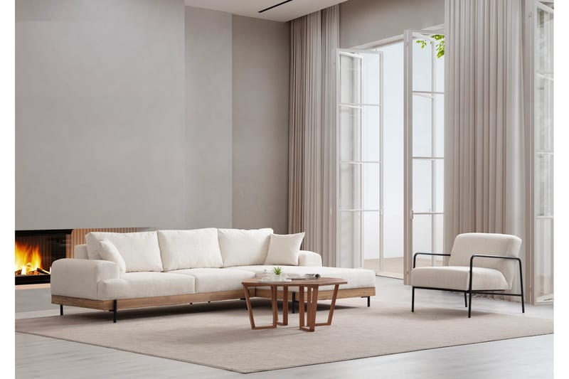 Eti Hjørnesofa 3-seter - Hvit - Møbler - Sofaer - Sofa med sjeselong - 4 seters sofa med divan