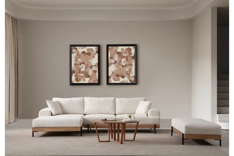 Eti Hjørnesofa 3-seter - Hvit - Møbler - Sofaer - Sofa med sjeselong - 4 seters sofa med divan