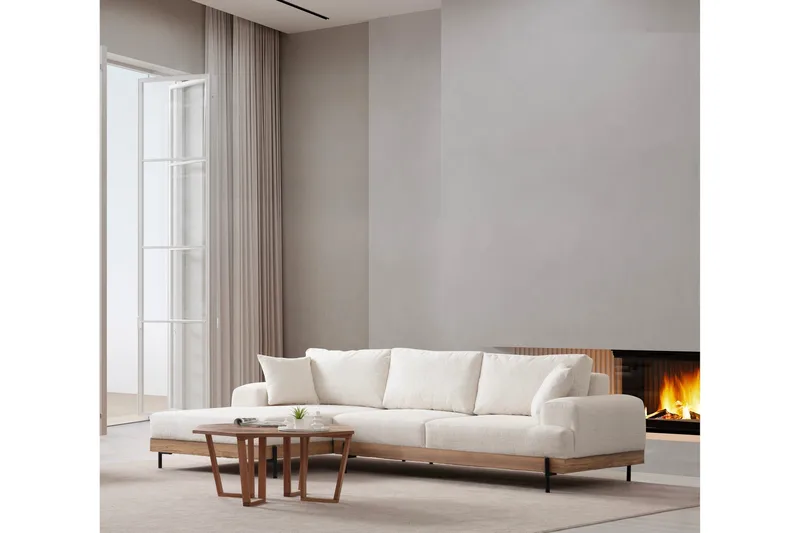 Eti Hjørnesofa 3-seter - Hvit - Møbler - Sofaer - Sofa med sjeselong - 4 seters sofa med divan