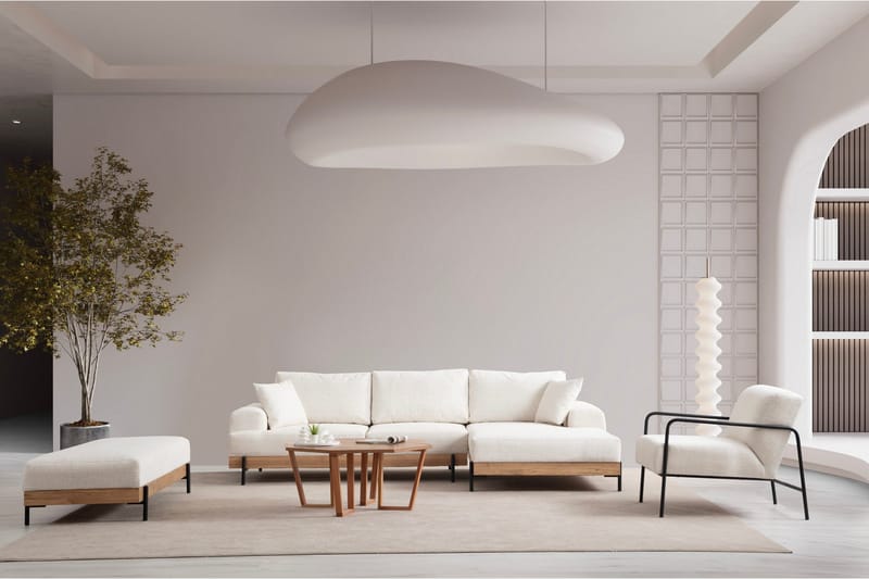 Eti Hjørnesofa 3-seter - Hvit - Møbler - Sofaer - Sofa med sjeselong - 4 seters sofa med divan