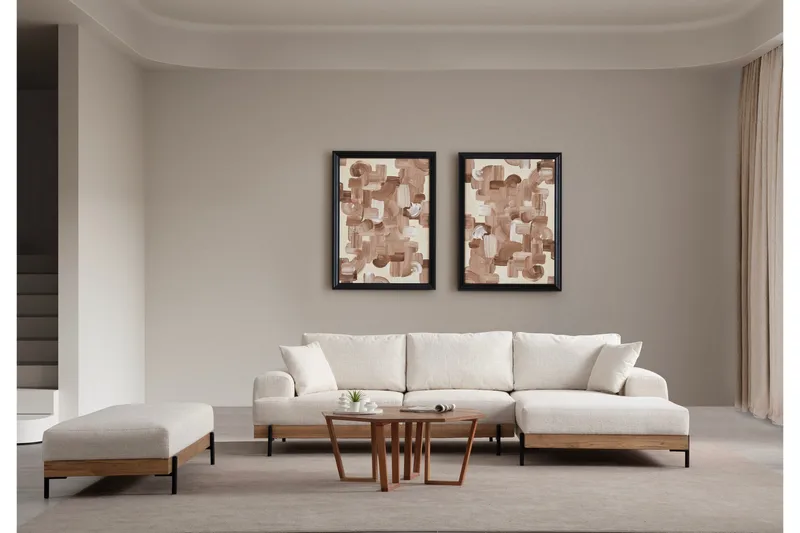 Eti Hjørnesofa 3-seter - Hvit - Møbler - Sofaer - Sofa med sjeselong - 4 seters sofa med divan