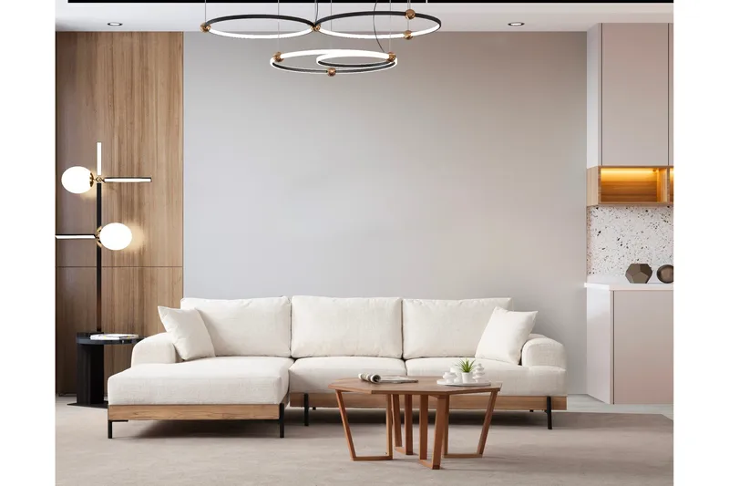 Eti Hjørnesofa 3-seter - Hvit - Møbler - Sofaer - Sofa med sjeselong - 4 seters sofa med divan