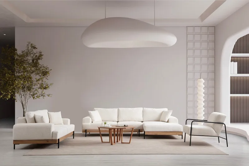 Eti Hjørnesofa 3-seter - Hvit - Møbler - Sofaer - Sofa med sjeselong - 4 seters sofa med divan