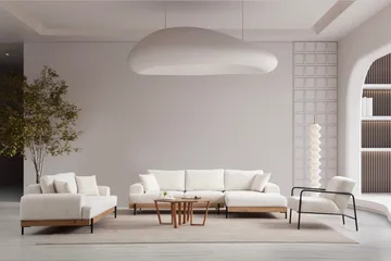 Eti Hjørnesofa 3-seter - Hvit - Møbler - Sofaer - Sofa med sjeselong - 4 seters sofa med divan