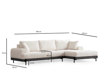 Eti Hjørnesofa 3-seter - Hvit - Møbler - Sofaer - Hjørnesofa