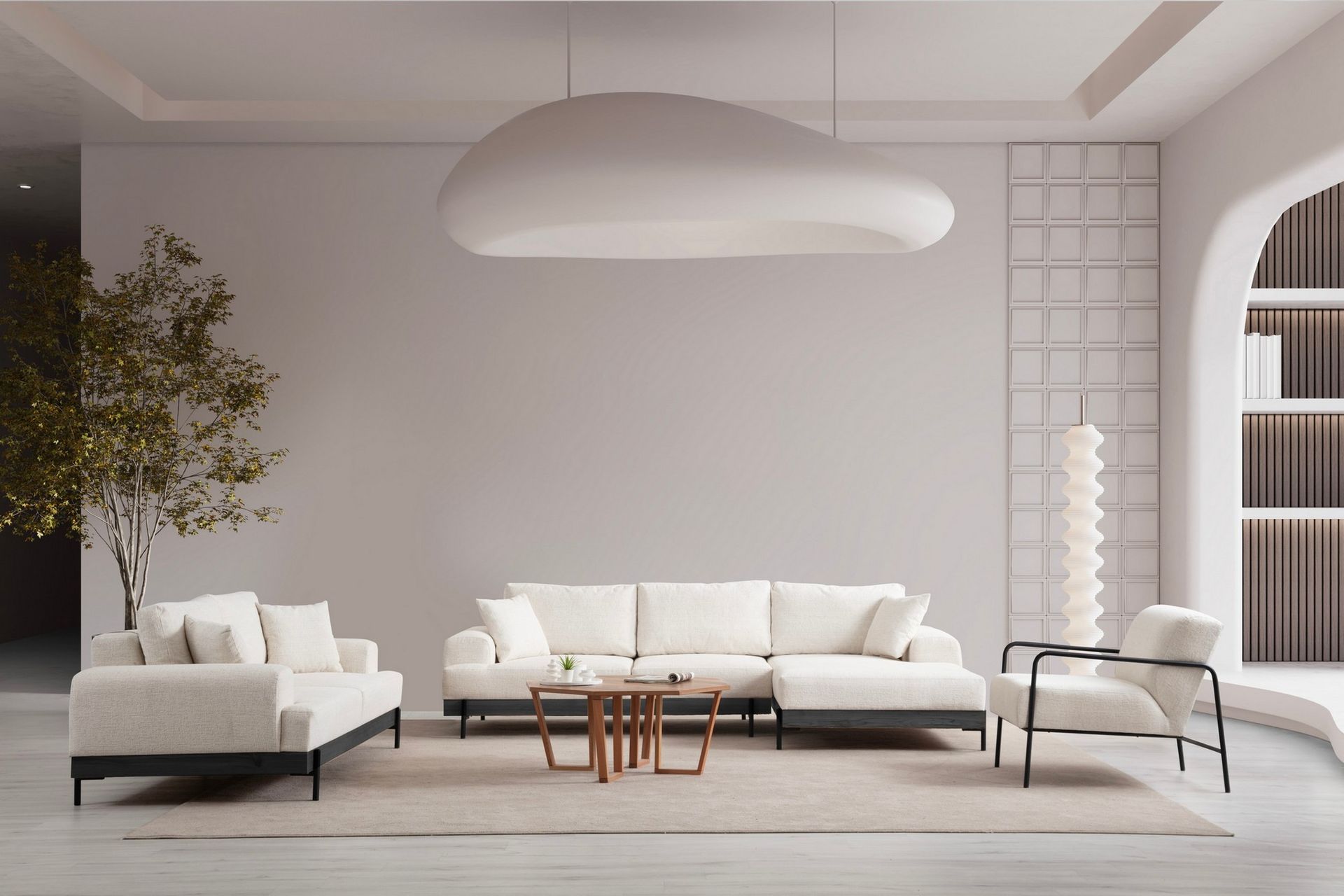 Eti Hjørnesofa 3-seter - Hvit - Møbler - Sofaer - Hjørnesofa