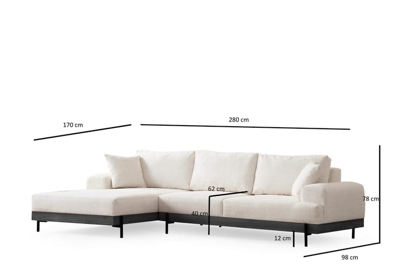 Eti Hjørnesofa 3-seter - Hvit - Møbler - Sofaer - Hjørnesofa