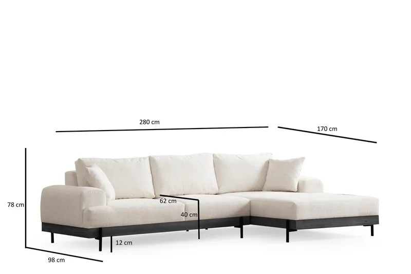 Eti Hjørnesofa 3-seter - Hvit - Møbler - Sofaer - Sofa med sjeselong - 4 seters sofa med divan
