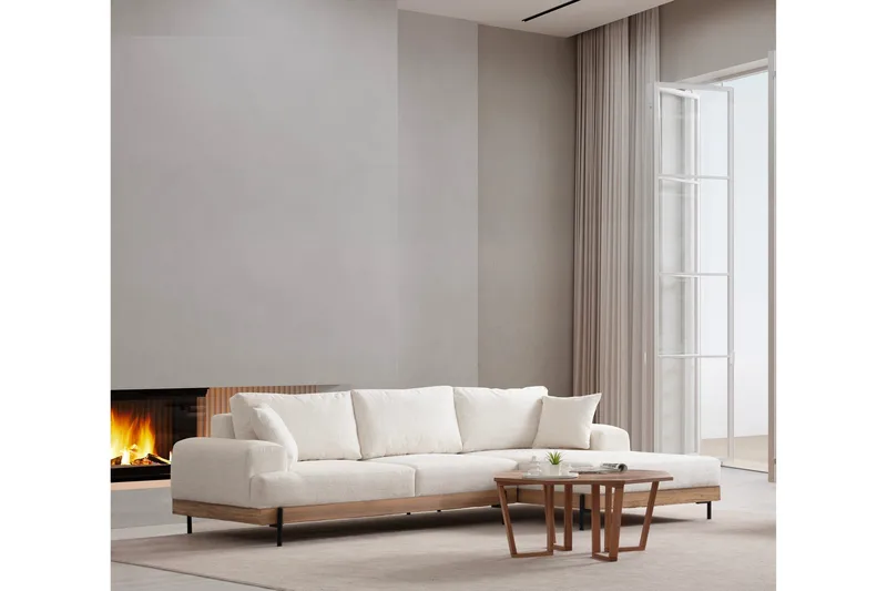 Eti Hjørnesofa 3-seter - Hvit - Møbler - Sofaer - Sofa med sjeselong - 4 seters sofa med divan